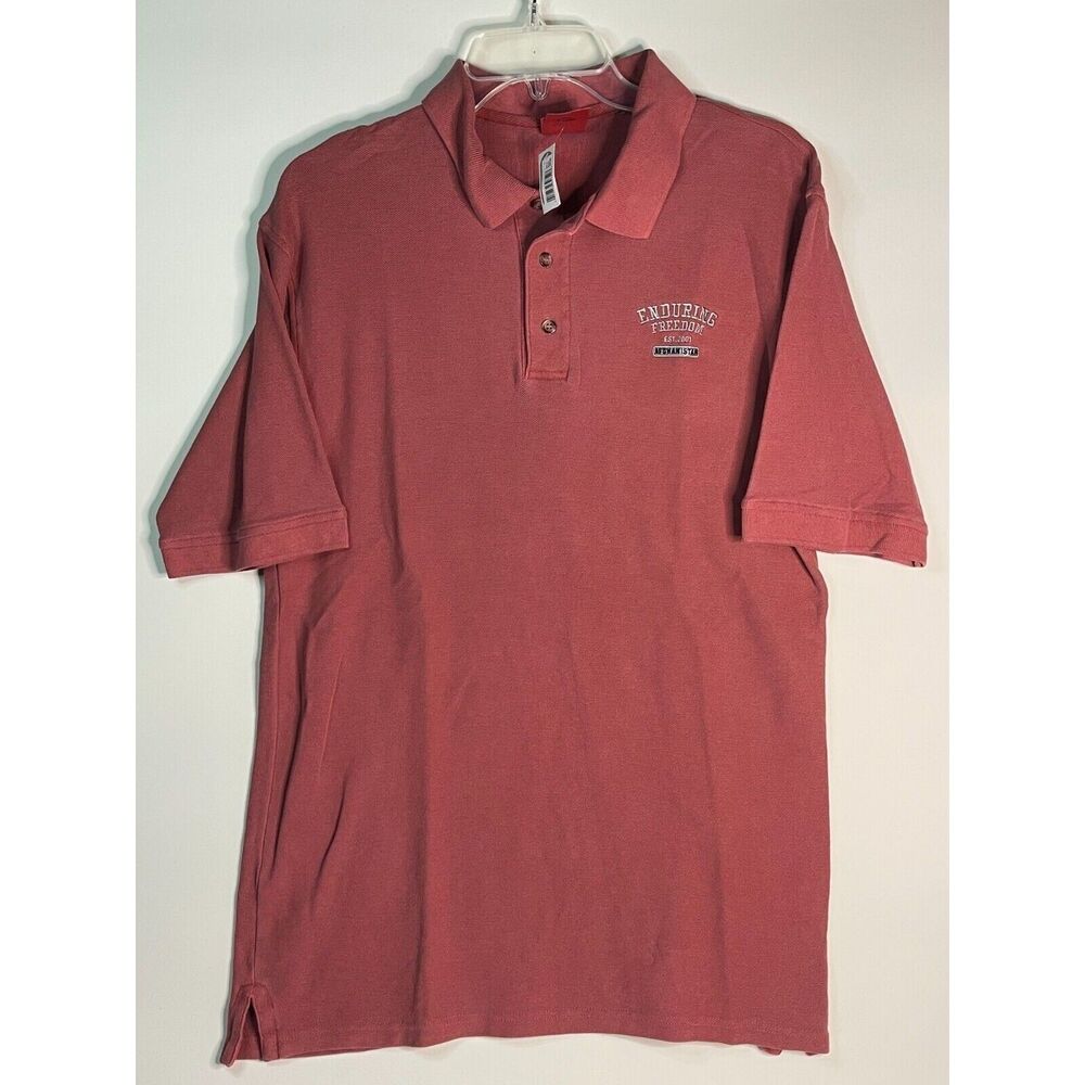 "Enduring Freedom" by Chroma Zone Men's Short Sleeve Polo Shirt Size Small NWT